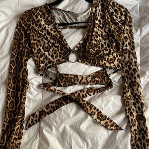 cheetah print wrap crop top